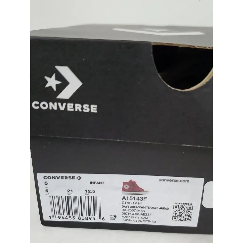 Converse CTAS 1V High Top Toddler Sneakers Red Bow Size 5 NIB